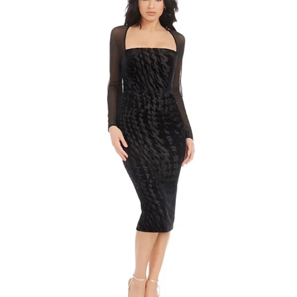 Dress the Population Kimora Velvet bodycon midi dress sz S